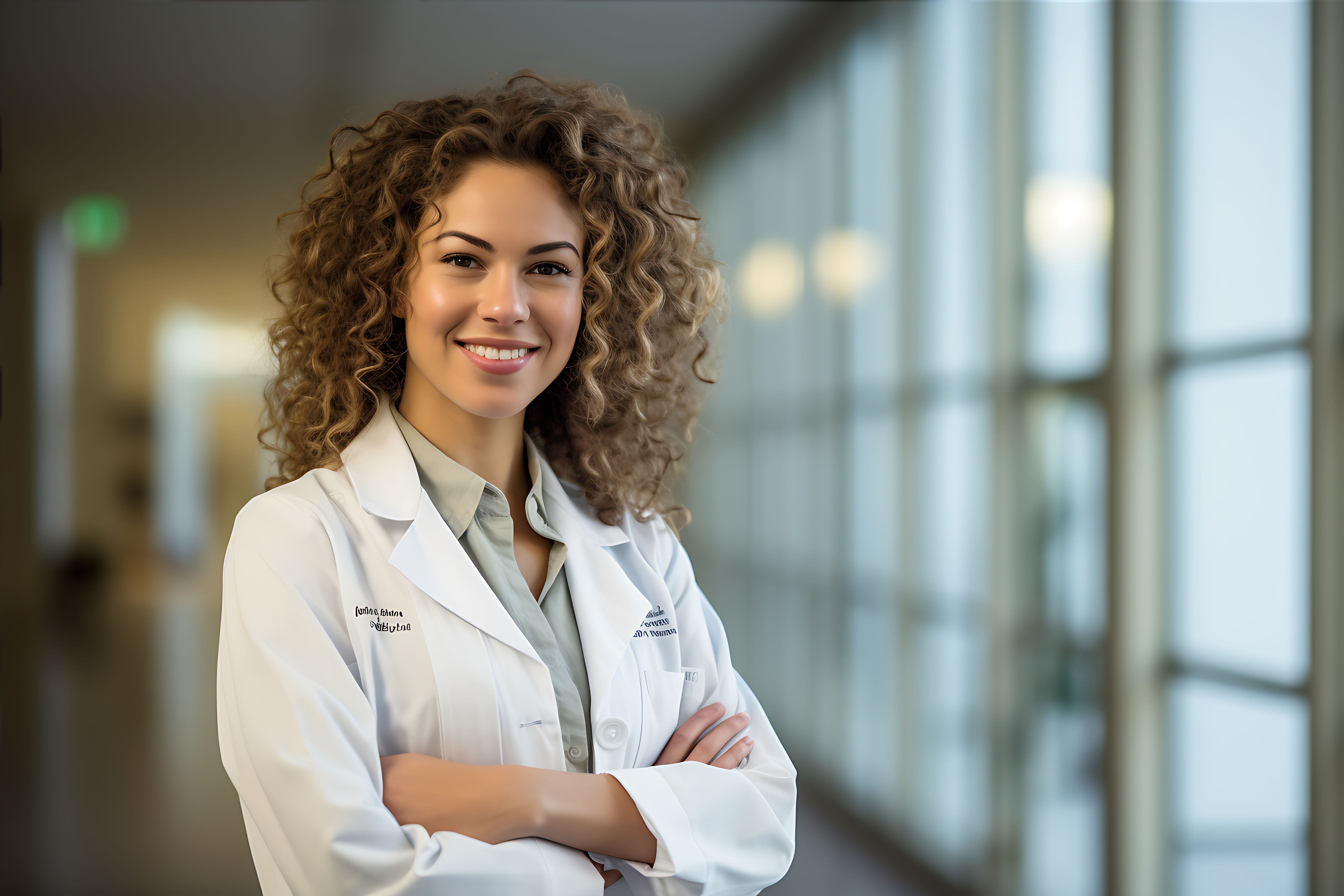 Médica jovem de jaleco orientando conduta clínica
